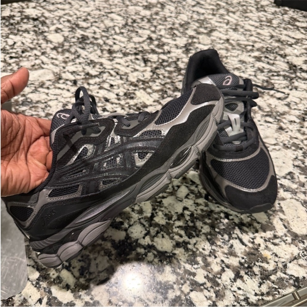 Asics Black and Gray Sneakers with Rugged Design